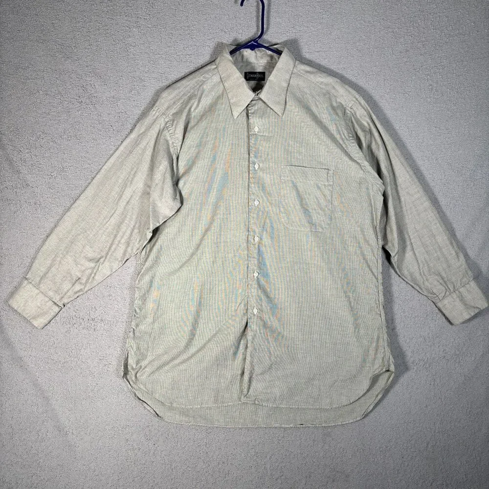 Gitman Brothers Shirt Men's Size 17 33 Button Up‎ Gray Check Plaid Made in USA